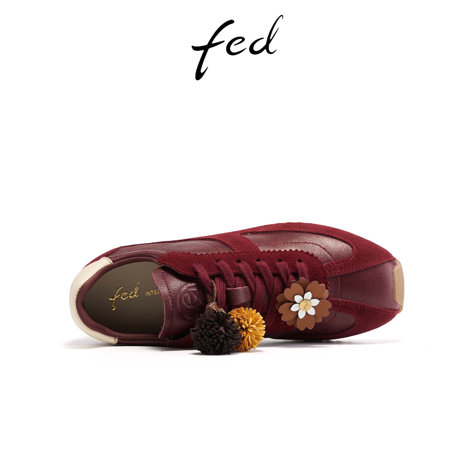 fed红色德训鞋春季新款女鞋增高厚底鞋软底休闲鞋女S1013-ZCB308 - 图0