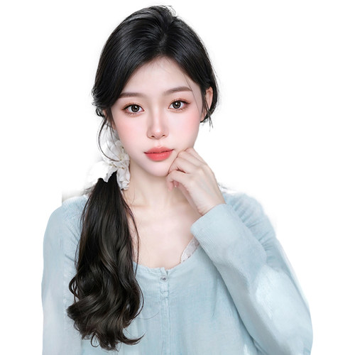 佳丽仟丝假发辫马尾女仿真发微卷长发抓夹低侧马尾新中式假发辫子 - 图3