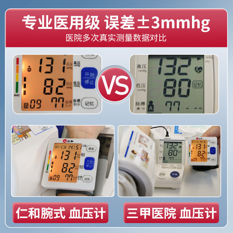 仁和医疗全自动高精准手腕式血压计 仁和三控血压计（电子血压计）