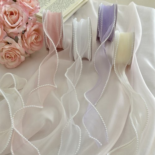 Nice Gift珍珠鱼尾纱丝带花束包装节日蛋糕礼物装饰DIY蝴蝶结缎带 - 图2