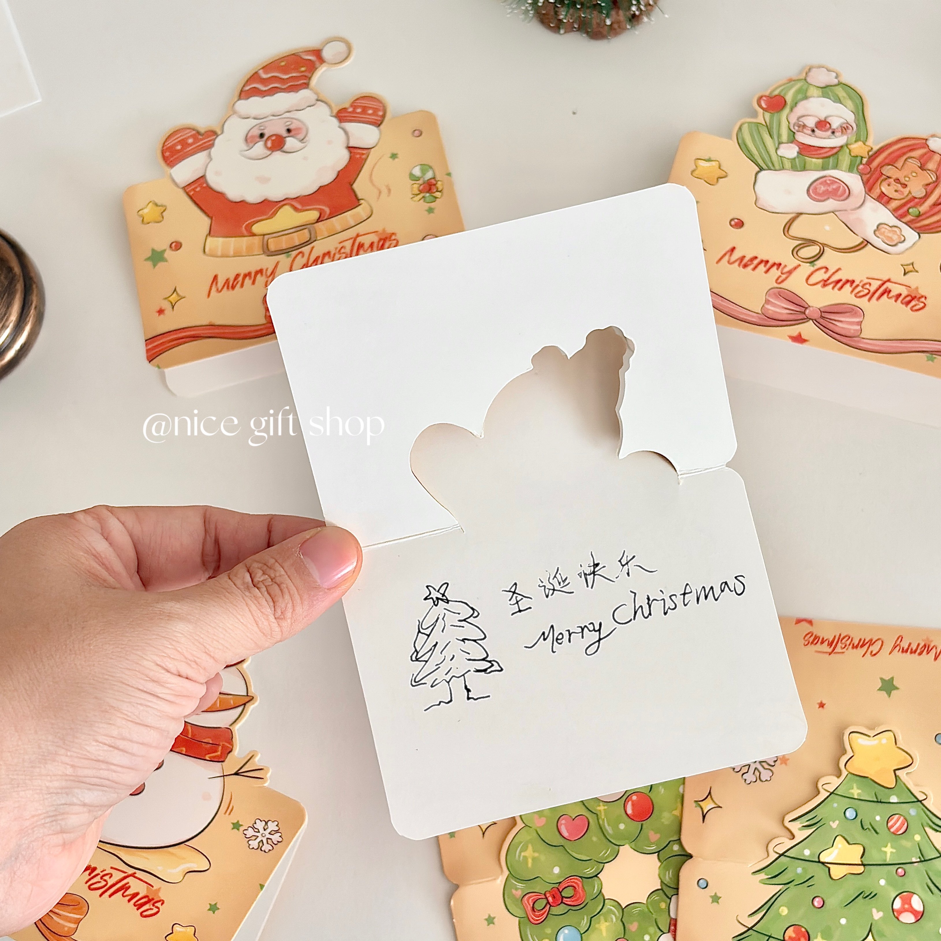 复古圣诞节姜饼人贺卡3D立体手写祝福语卡片节日蛋糕花束装饰信笺,淘宝优惠券,粉丝福利购,淘宝优惠卷