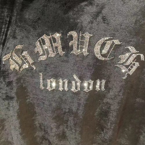 TCH百搭烫钻时尚丝绒连帽黑色长袖外套25春秋新品T72A17E6007 - 图1