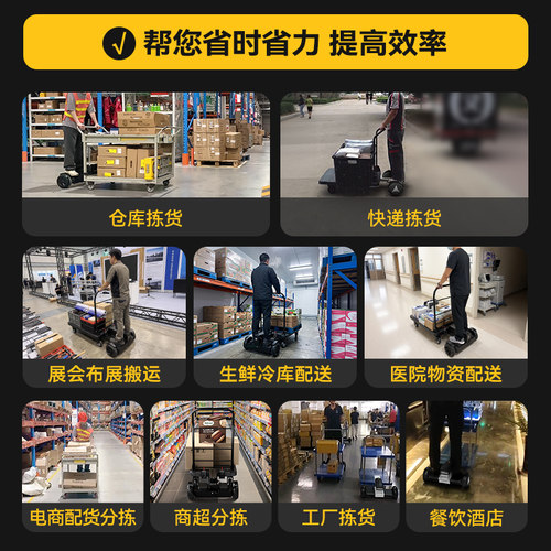 领奥电动手推车快递代步仓库载货小型工具车搬运神器平衡车平板车 - 图2
