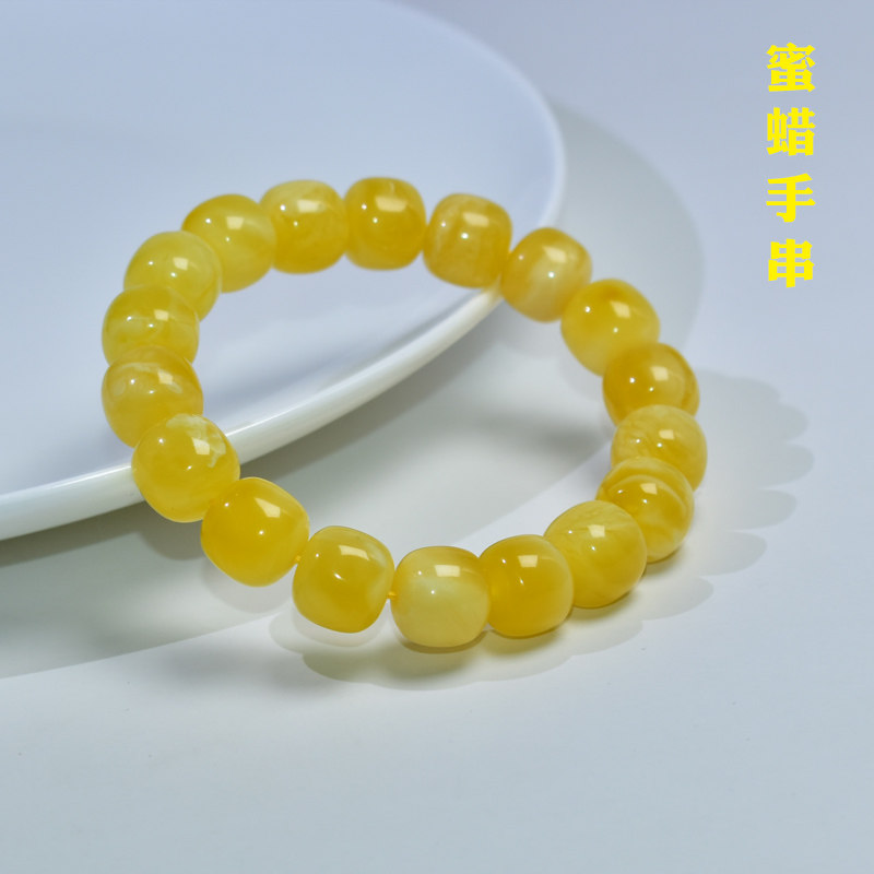 正品俄料天然蜜蜡手串女款单圈手链 若悟佛珠/念珠