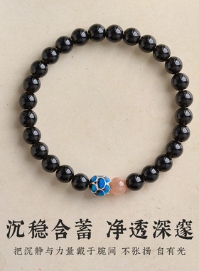 天然黑曜石手链叠戴高级感手串