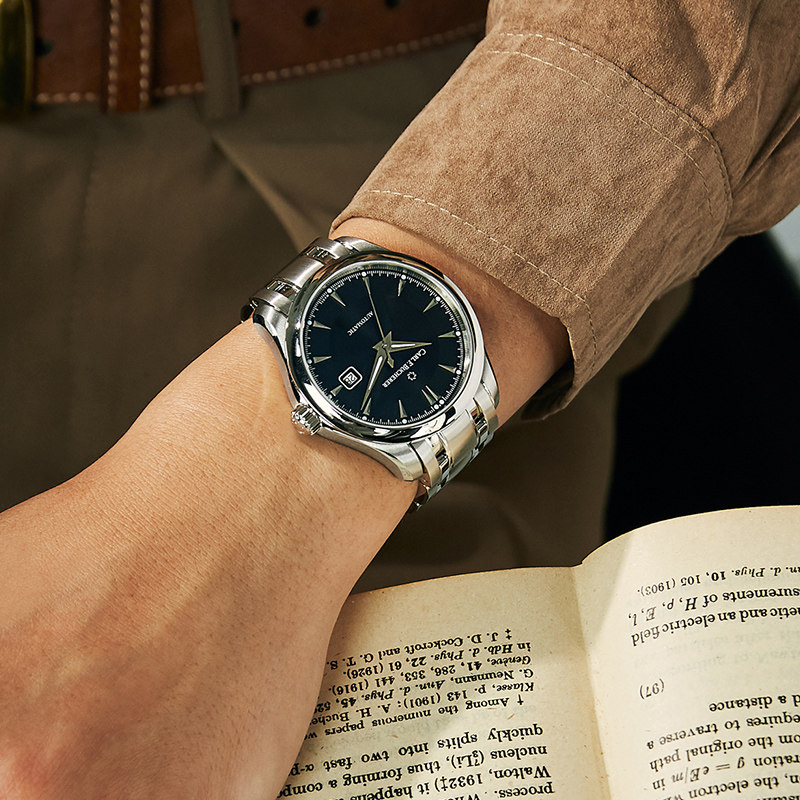 宝齐莱官方正品马利龙系列自动日历腕表 瑞士手表男士钢带机械表