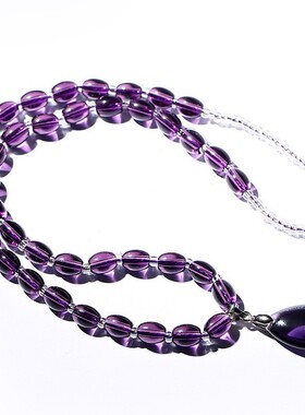 新款气质时尚简约紫色水晶水滴吊坠项链锁骨链生日节日礼物女生