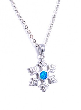 新款亚马逊时尚白金雪花白色澳宝项链女ins轻奢风锁骨链