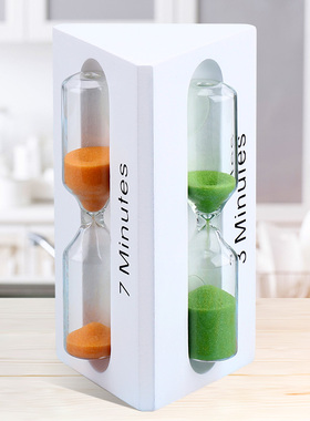 实木组合桌面摆件沙漏计时器