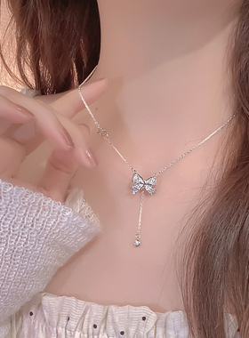 流苏蝴蝶结项链女2025新爆款吊坠