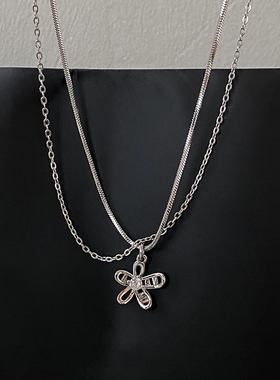 双层叠戴花朵项链女2025新款爆款