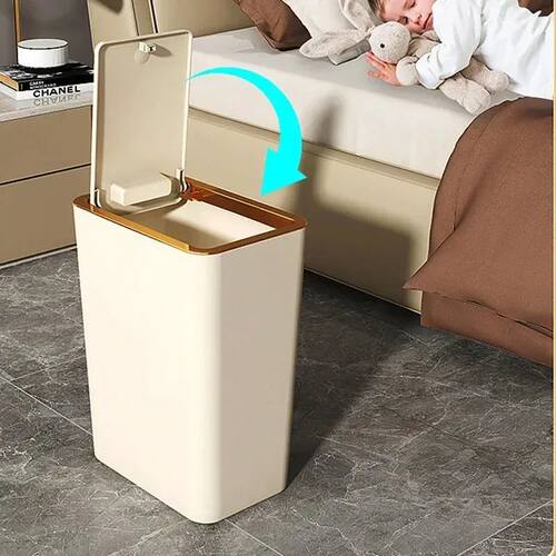 10L Bathroom & Kitchen Odor-Proof Trash Can with One-Touch O - 图0