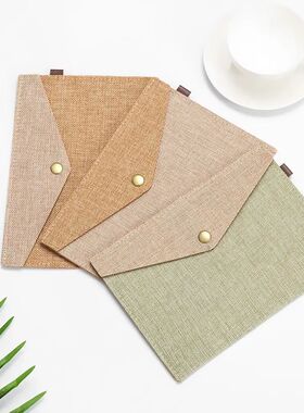 A4/A5 File Folder Big Capacity Document Bag Imitation Linen
