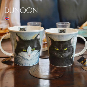 英国DUNOON丹侬骨瓷杯子马克杯陶瓷大容量喵星人可爱水杯情侣杯子