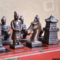 Imitation ancient Terracotta Warrior chess Cubism Chess Portable Folding Chessboard Creative Old Foreign Gift Gift