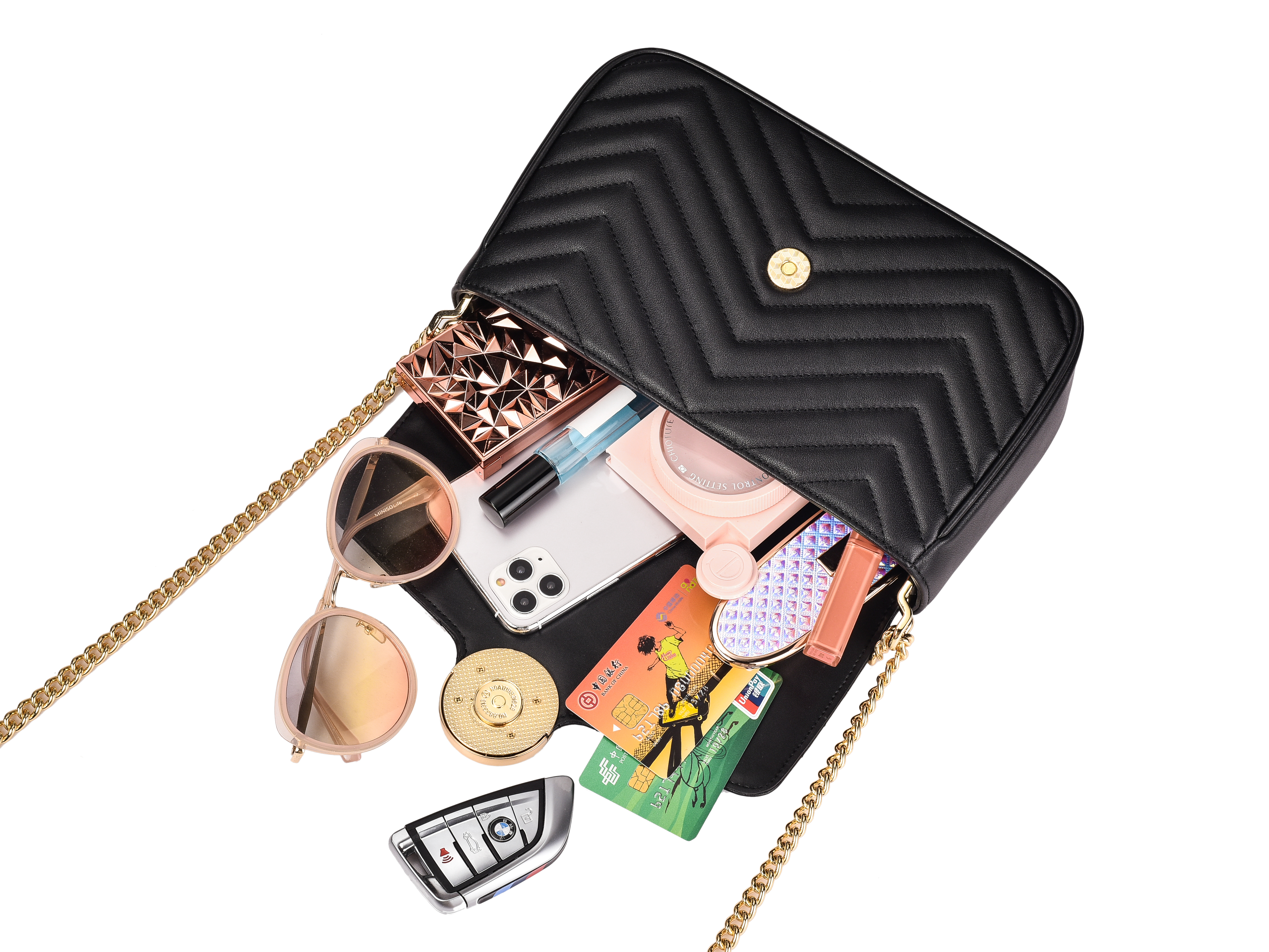 hr赫莲娜包包2025新款轻奢女包时尚高级质感牛皮链条单肩包斜挎包