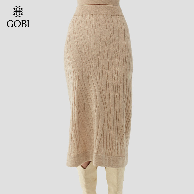 GOBI戈壁秋冬女士时尚简约高级感开叉中长款羊绒女半身裙WK878,淘宝优惠券,粉丝福利购,淘宝优惠卷