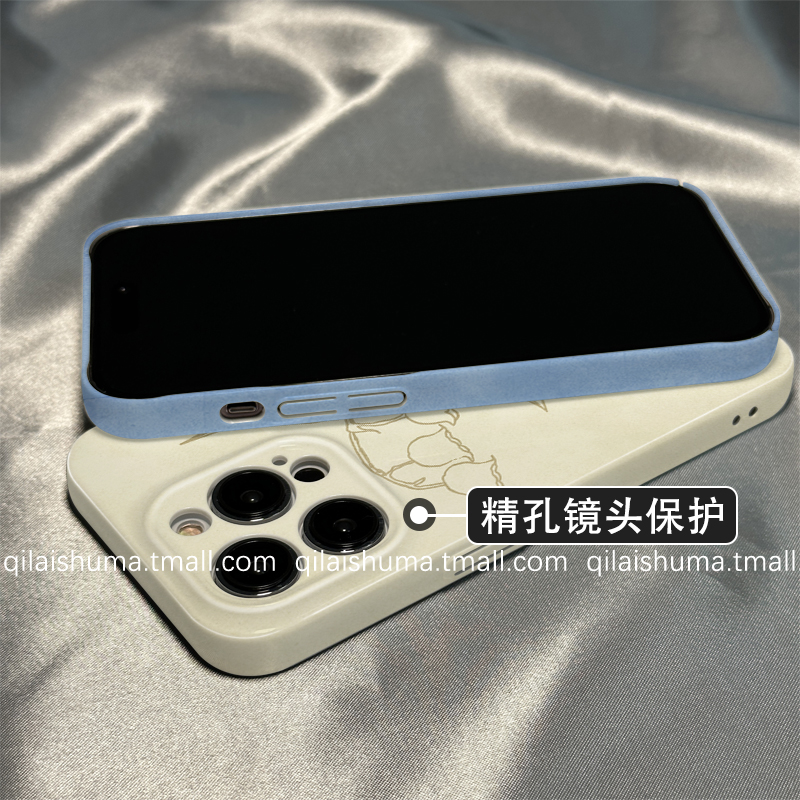 柒莱菲林壳适用于opporeno14/13/12/11pro+手机壳新款10/9硬8/7女6简约蓝色线条花朵findx8x7硅胶x6x5防摔a3 - 图1