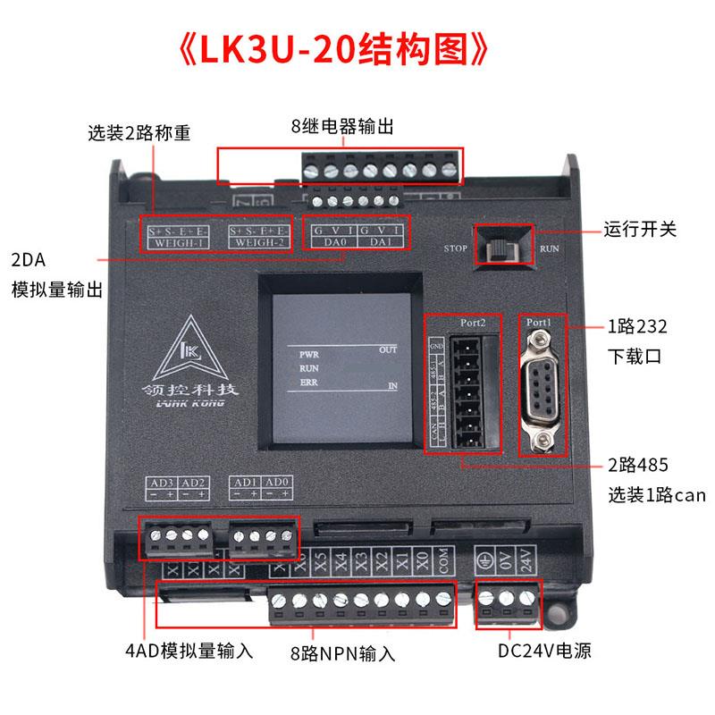 三年质保三凌菱PLC工控板FX3U LK3U-14 20MR MT国产PLC控制器 - 图1