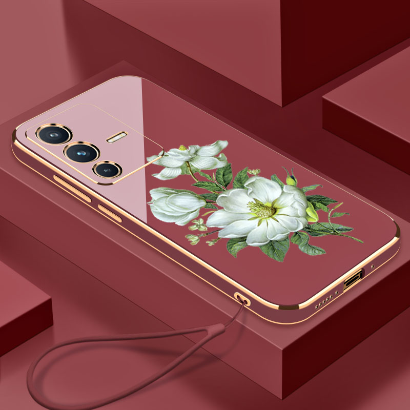 电镀茉莉花VIVOS12手机壳全包镜头VIVO硅胶防摔S12Pro个性简约vivoS12pro时尚创意S12新品新款软壳保护套