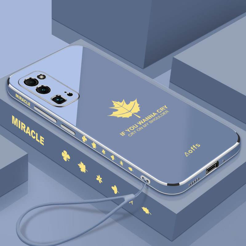 适用于华为荣耀30Pro+手机壳枫叶金色侧边电镀软壳全包镜头防摔摄像头时尚潮流女款新品新款保护套外壳硅胶