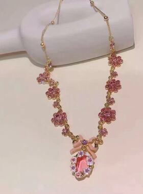 春夏优雅法式精致蝴蝶结项链小众甜美气质设计吊坠lolita项链女