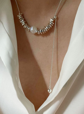 甲状腺术后遮挡疤痕项链女小圆珠流行时尚个性碎银子流苏锁骨链潮