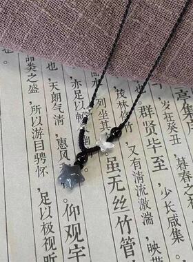 复古手工编织五角星吊坠项链女百搭小众高级感气质蝴蝶串珠锁骨链