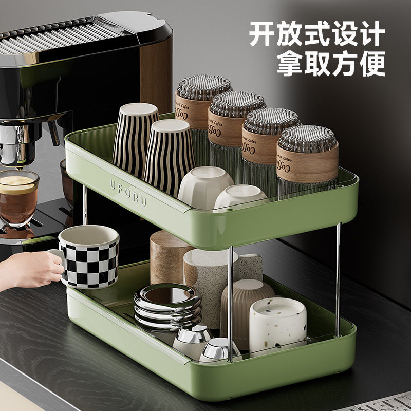 杯子收纳置物架桌面水杯茶杯双层沥水架托盘家用餐边柜高级感杯架,淘宝优惠券,粉丝福利购,淘宝优惠卷
