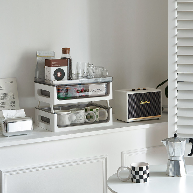 桌面杯子收纳置物架咖啡杯水杯玻璃杯收纳盒防尘抽屉式茶具整理架,淘宝优惠券,粉丝福利购,淘宝优惠卷