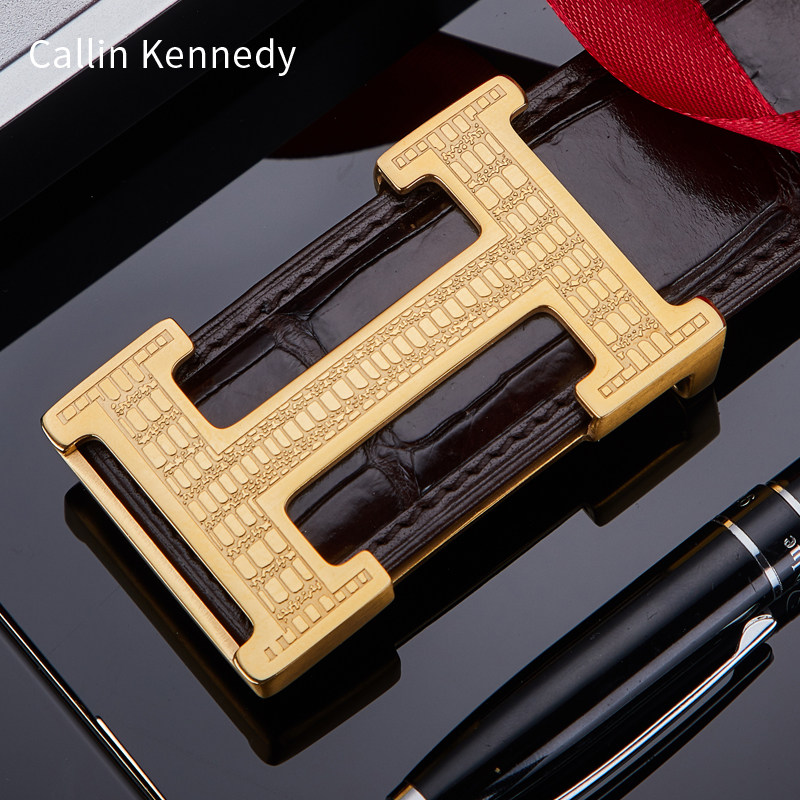 【钢扣】Callin Kennedy泰国鳄鱼皮男士皮带平滑2025新款真皮腰带,淘宝优惠券,粉丝福利购,淘宝优惠卷