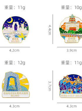 文创北京旅游景点纪念徽章城市风景名胜圆明园鸟巢水立方金属胸针
