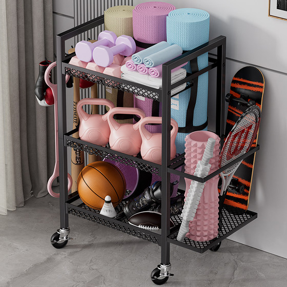 Fitness equipment storage rack with removable yoga mat storage