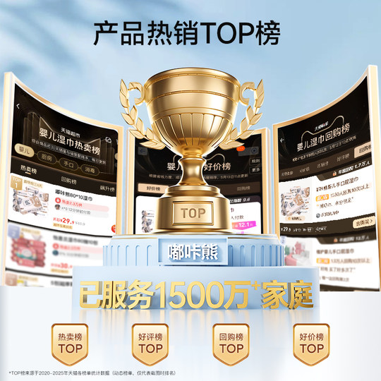 嘟咔熊 婴儿手口湿巾 1大包手口屁专用 家庭实惠装 纯水湿纸巾