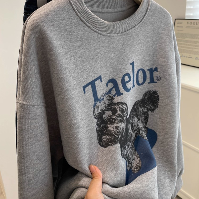 美式复古圆领套头卫衣女200斤胖mm宽松百搭减龄秋冬2025新款上衣,淘宝优惠券,粉丝福利购,淘宝优惠卷