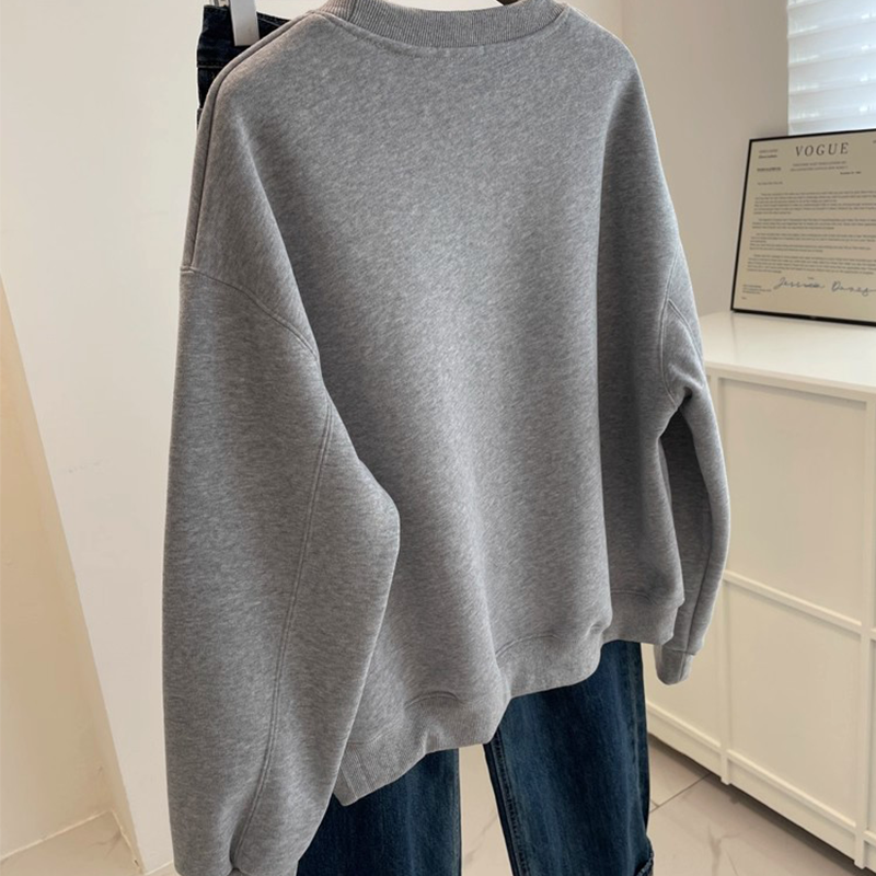 美式复古圆领套头卫衣女200斤胖mm宽松百搭减龄秋冬2025新款上衣,淘宝优惠券,粉丝福利购,淘宝优惠卷