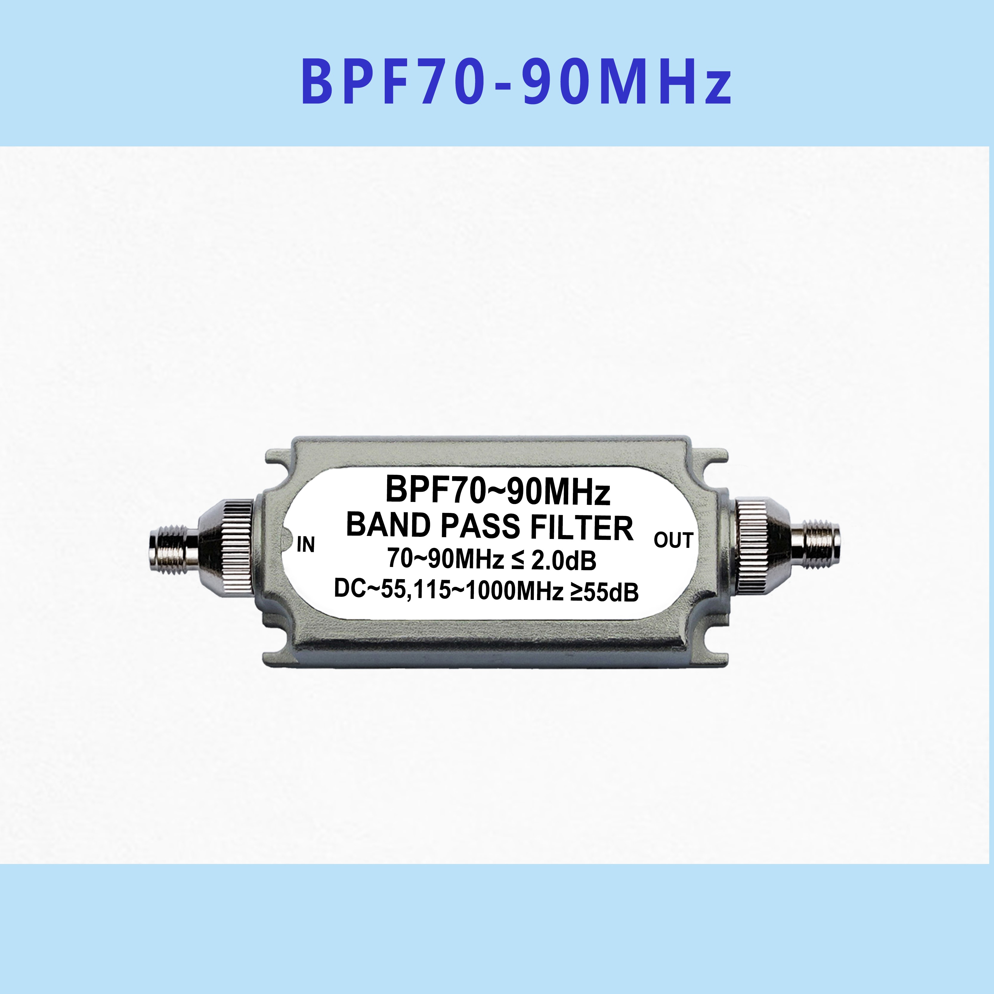 LC无源带通滤波器起始频率BPF70~90MHz截止频率接头阻抗可定制 - 图3