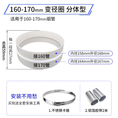 抽油烟机变径圈排烟管转换头转接头大小头变径管接头配件大全 - 图1