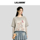 LALABOBO26 new lace splicing top fake two pieces old printed long-sleeved T-shirt