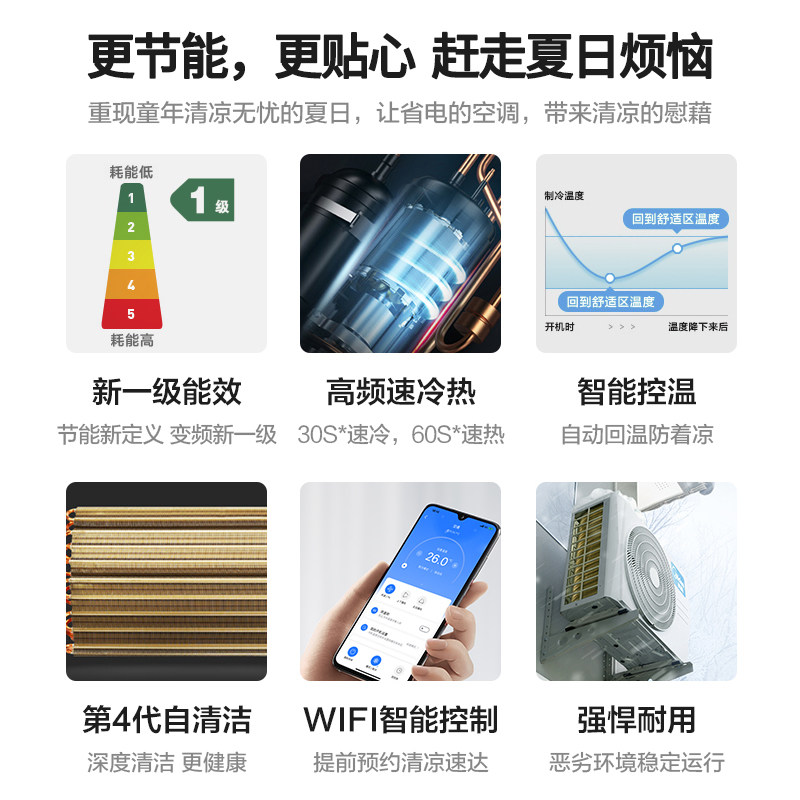 美的风锦新能效一级变频1p空调 美的长顺邓氏空调