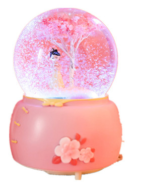 古风汉服女孩水晶球音乐盒旋转发光送生日情人树脂摆件创意发光
