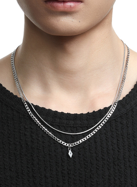 KLINKLIN双层菱形项链O字圆蛇拼接手链