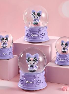 水晶球玻水晶球旋转音乐八音盒耶诞节生日礼物下雪飘雪摆件女孩子