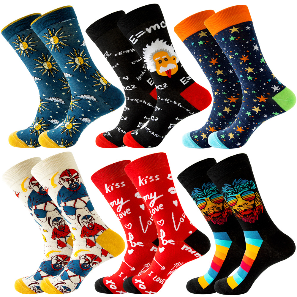 New Happy Mens Socks Women Novelty Cartoon Sock Combed Cotto - 图1