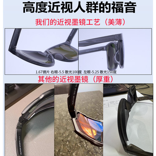 防滑跑步眼镜运动近视墨镜男偏光太阳镜女变色马拉松户外钓鱼度数 - 图2