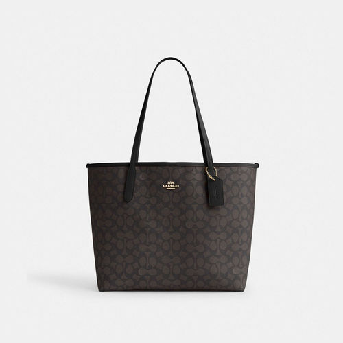 COACH/蔻驰官方 奥莱女士city33通勤大号老花单肩手提托特包CV976 - 图0