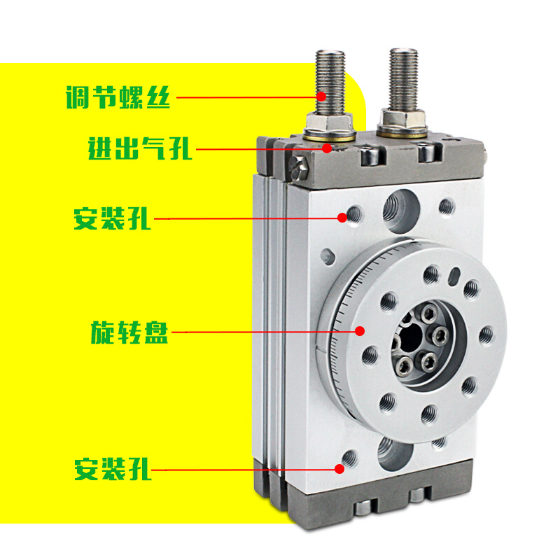 气动摆动旋转气缸HRQ/MSQB10 20 30 50 70A/R带缓冲可调90/180度 - 图0