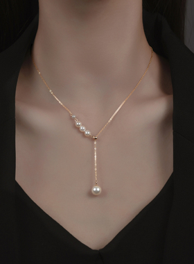 项链2021年新款纯银锁骨链仿珍珠颈链ins风简约小众轻奢女夏百搭