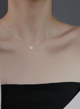 纯银字母轻奢冷淡风锁骨链