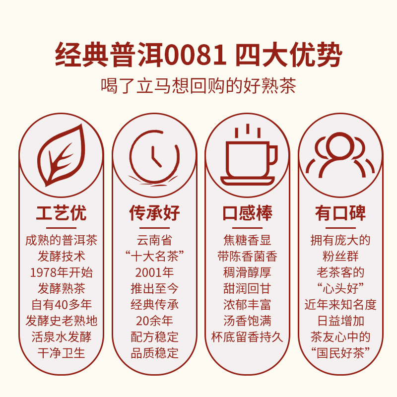 澜沧古茶经典普洱0081云南普洱茶口粮熟茶小萌饼便携茶叶128g盒装